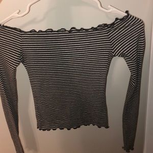 hollister striped off the shoulder top